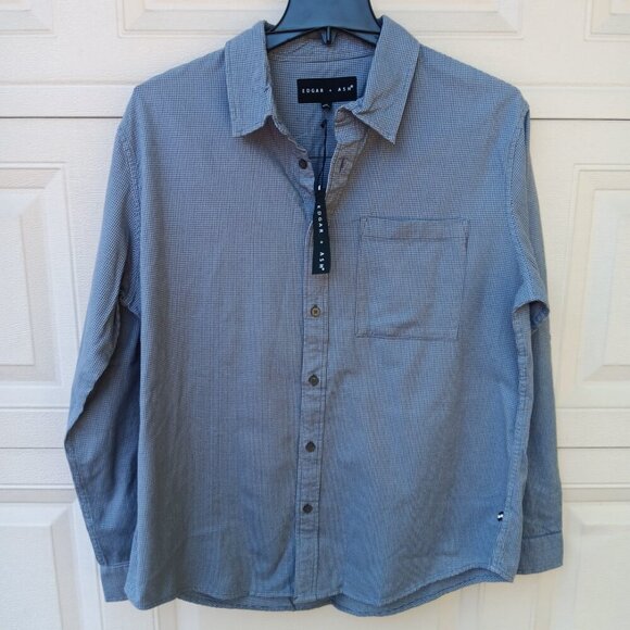 Edgar Ash Shirt Mens Extra Large Blue Checkered Button Up Long Sleeve Cotton NWT - Picture 2 of 4